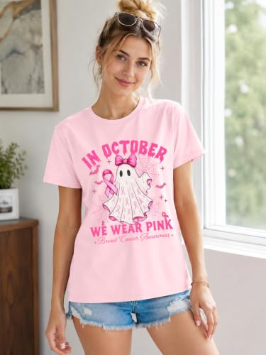 Image of Breast Cancer Shirts for Women Pink Ribbon Shirt Breast Cancer Survivor Tee