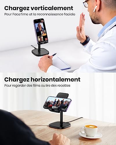 INIU Chargeur Induction, 15W Certifié Qi Charge Rapide à Double Bobine, Lumière Adaptative Facile à Dormir, Chargeur sans Fil pour iPhone 13 12 11 8 Pro Max XR XS X Samsung S22 S21 S20 LG, Noir – Image 6