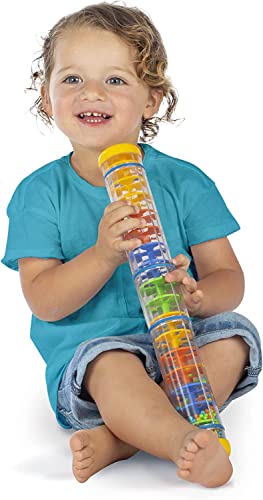 Rainmaker - 16 Inch Rain Stick Musical Instrument For Babies, Toddlers And Kids - Turn Over And Watch The Colorful Beads Flow Down The Tube As It Creates The Soothing Sound Of Rain #TOP4