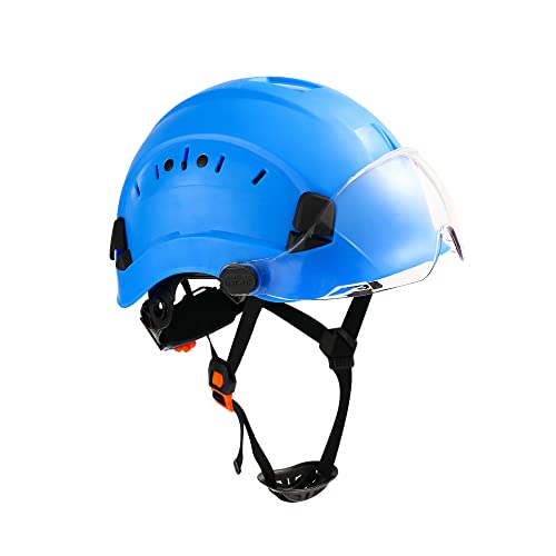 SMASYS Safety Pink Hard Hat with Visor Ear Muffs- Adjustable ABS Helmet for Construction Head Protection Hearing (White Visor-BU)