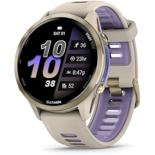 Garmin Forerunner® 970, 47mm, Soft Gold Titanium, French Gray/Indigo | Premium GPS Running & Triathlong Smartwatch, AMOLED Display, Built-In Flashlight, Enhanced Navigation