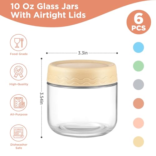 Image of DRKIO 10 Oz Glass Overnight Oats Containers with Lids Chia Pudding Jars