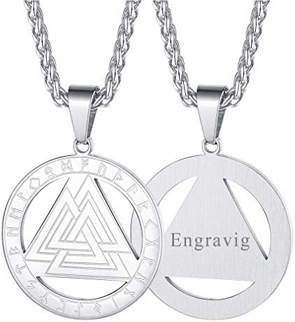 FaithHeart Viking Necklace Men Stainless Steel Nordic Valknut/Spearhead Pendant Vintage Jewellery Talisman Amulet Norse Mythology Gifts Can Personalise
