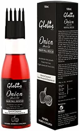 زيت الشعر بصل جلوبوس ناتشورالز 100 مل لنمو الشعر وتساقط الشعر مع جوز الهند والسمسم والخردل وزيت الأملا والنيم