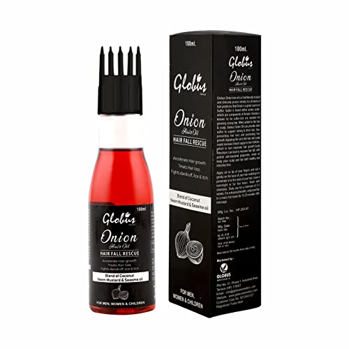 Globus Naturals Onion Hair Oil, For Hair Growth & Hair Fall Rescue With Coconut, Sesame, Mustard, Amla & Neem Oil,100Ml