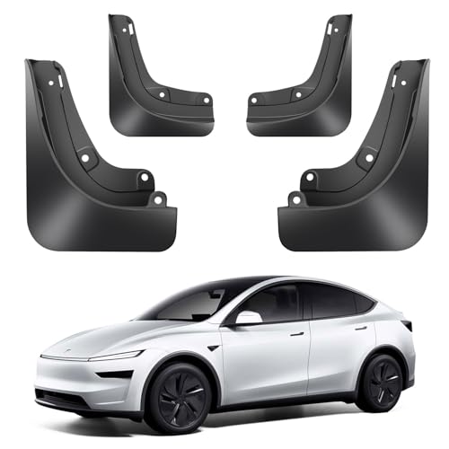 Image of 2025-2026 New Tesla Model Y Juniper Accessories Mud Flaps [Stay Clean, Protect Paint] All Weather Guards, for Tesla New Model Y Juniper 2025-2026 Thicker Version (Set of 4)