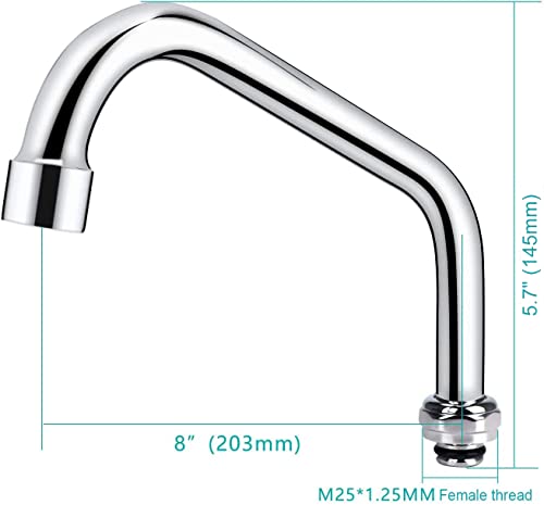 Coolwest Swivel Spout Replacement Kit For Commercial Kitchen Sink Faucet 8 Inch Short Swing Spouts With 2.2 Gpm Aerator Chrome Finish #TOP1