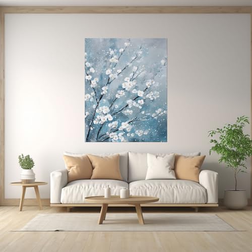 Tableau fleur de cerisier HOQIU 60x80cm encadré pour déco maison multicolore - 3