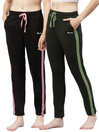 Image of BLINKIN Women Cotton Stribed Casual Style Pyjamas|Lowers With 2 Side Pockets : Ideal For Night Wear & Comfort Wear - The Ultimate Relaxed Fit Track Pants (Combo-608)