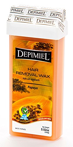 Papaya Roll On Wax Cartridge - Hair Removal Soft Wax System - Depilatory Roller for Body (Legs & Arms) - Self Waxing 3.52 Oz (2 Pack)