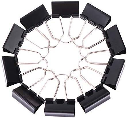 Black Binder Clips Metal Binder Paper Clamps 24 Pack Foldback Medium Binder Clips File Document Clip Holder Stationery Paper Clips Art Crafts Photo Pictures Binder Clips for Office School Home