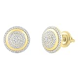 Pendientes Dazzlingrock Collection para mujer con diamantes blancos redondos en capas de 0,30 quilates y diseño de halo, en oro de 10K/14K/18K y plata de ley 925