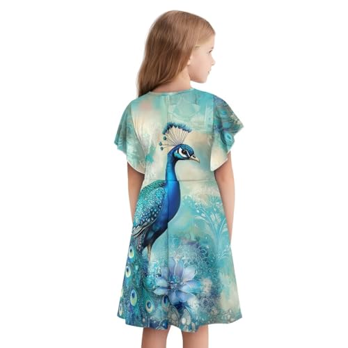 Girl's Summer Mini Dresses 3-14Y Kids Ruffle Short Sleeve Dress Casual Swing Flowy School Beach Sundress2