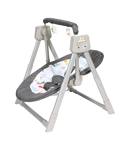Image of Infantso Automatic Baby Swing with 3 Point Safety Harness, Remote Control, Mosquito Net, Soothing Musical, Extra Cushion, Baby Age 0-2 Years(Grey)
