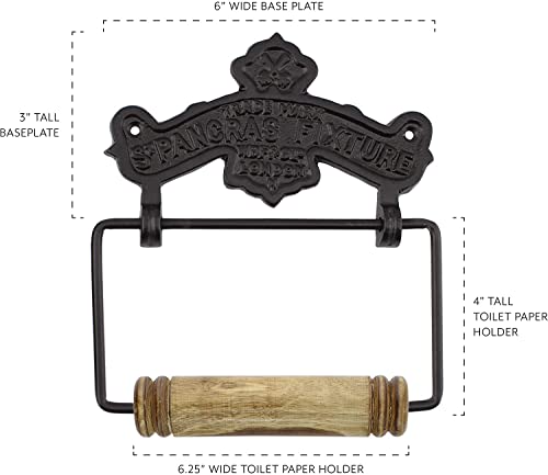 Auldhome Farmhouse Cast Iron Toilet Paper Holder; Wall Mount Vintage Decor Style Black Tp Hanger #TOP2