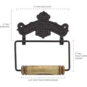 AuldHome Design Farmhouse Cast Iron Toilet Paper Holder; Wall Mount Vintage Decor Style Black TP Hanger AuldHome Design Farmhouse Cast Iron Toilet Paper Holder Wall Mount Vintage Decor Style Black TP Hanger