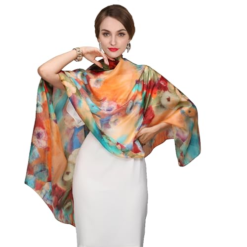 Sichdew Large 100% Mulberry Silk Scarf For Women...