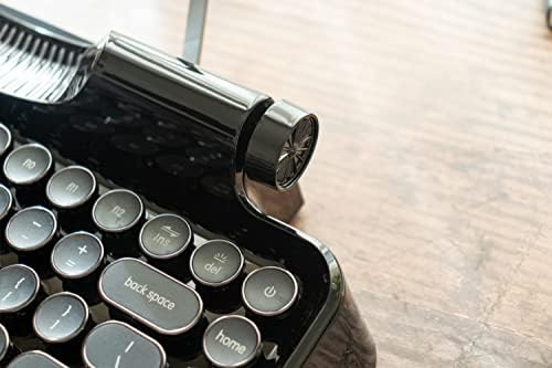 Andana Rymek Typewriter Style Mechanical Wired & Wireless Keyboard with Tablet Stand, Bluetooth Connection (Black)