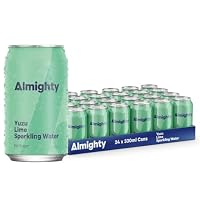 Almighty Yuzu & Lime Sparkling Water 330ml - 24 Pack, Sugar Free, Low Calorie, Vegan - Natural Flavour, Zero Plastic - Clean & Refreshing Drink - Perfect Thirst Quencher - Charcoal Filtered for Purity