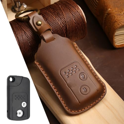 Handmade Leather Car Key Cover Case 2 3 Buttons Smart Remote Keychain(2Button Brown) pour Honda,pour Accord,pour Civic CRV, pour Fit 2006-2015
