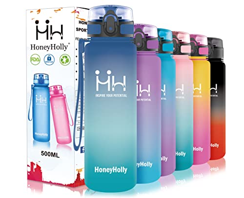 HoneyHolly Trinkflasche Sport, Auslaufsicher BPA-frei, 1 Liter Trinkflasche, Trinkflasche Kohlensäure Geeignet, Tritan Kunststoff mit Filter, Wasserflasche 1l für Fitness, Sport, Gym, Yoga, Gym Cover