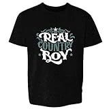 Pop Threads Real Country Boy Retro Vintage Western Style Youth Kids Girl Boy T-Shirt Black XS
