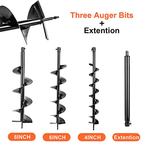 SALEM MASTER Gas Powered Post Hole Digger Earth Auger Drill 52CC 2 Stroke with 3 Auger Bits + Extension Bar for Fence and Planting - Thumbnail 5