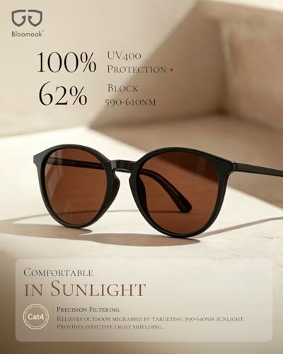 Image of Bloomoak Rose Migraine Glasses, FL-Flex Light Sensitivity Relief Glasses for Fluorescent LED Glare /Photophobia /Eye Strain