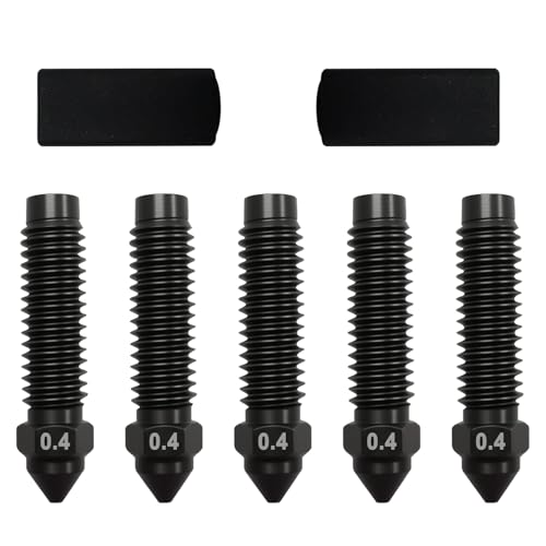 TMYPN 5PCS 0.4mm Upgrade Hardened Steel 3D Printer Nozzle Kits- for Elegoo Centauri Carbon Nozzles, with Extra 2PCS Sili