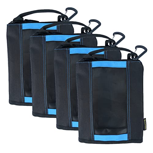 Melotough Canvas Tool Pouch Small Zipper Tool Bag -Fastener Bag With Mesh Window And Carabiner Clip (4, Blue) #TOP23