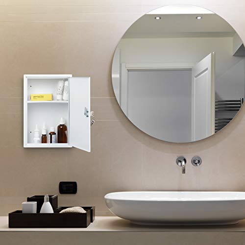 Miniatura 2 de Relaxdays Armario Botiquín, Cerradura, Vacío, 2 Compartimentos, Mueble Medicinas Pared, 32 X 21,5 X 8 Cm, Blanco Y Rojo