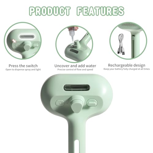 Image of Cat Steam Brush for Shedding - Self Cleaning Pet Grooming Brush with Water Spray - Hair Removal Comb for Indoor Cats (Green)