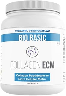 Systemic Formulas Collagen ECM #613 (Pack of 1) and Keychain Pill Holder, Bio Basic Collagen Powder Promotes Hair, Nail, S...