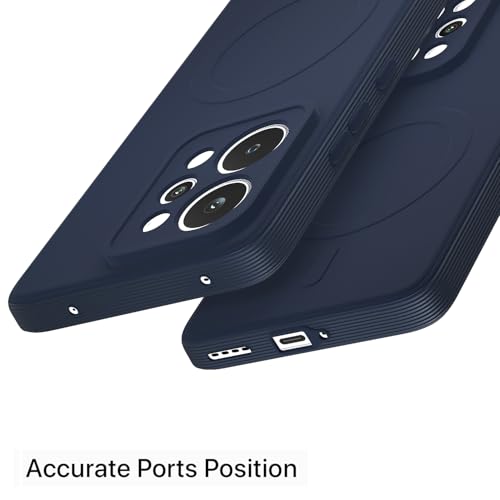 Image of Amazon Basics Back Cover for Realme P4 Power 5G Soft Matte Silicone with Camera Protection | Mag-Safe Logo (Not Mag-Safe Compatible) | Shockproof Slim Fit Bumper Case (Blue)