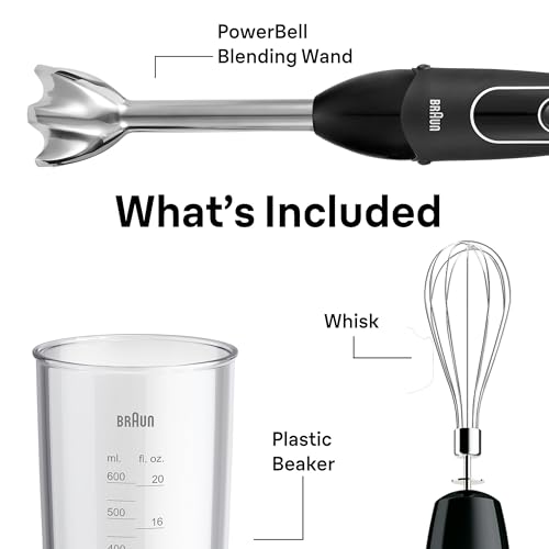 Braun MultiQuick 5 Immersion Hand Blender with Dual Speed + Turbo and Patented Technology, 350W - Includes Beaker and Whisk, Black, MQ505 by Braun - Image 8