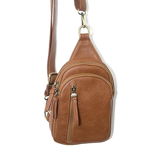 Image of Joy Susan Skyler Sling Bag: Vegan Leather, Zippered Closure, Brass Plated Hardware