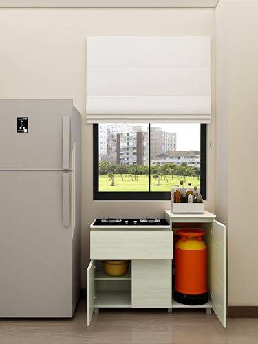 خزانة مطبخ عصرية من دبليو تي-إيزيكاير، بلون غسل أبيض بلوط/ خزانة عصرية بباب/ 3 أبواب مع رف/ مع درج/ تخزين منزلي