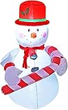 SEASONBLOW 4 Foot Inflatables Christmas Snowman with Hat, Hold Candy Stick Decorations Indoor Outdoor for Party Home Yard Lawn