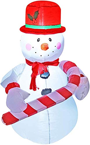SEASONBLOW 4 Ft Inflatables Christmas Snowman with Hat, Hold Candy Stick Decorations Indoor Outdoor for Party Home Yard Lawn