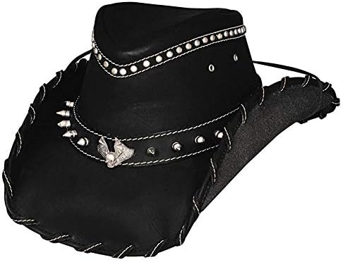 Bullhide Men's Iron Road Leather Hat Black X-Large