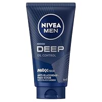 NIVEA MEN Deep Anti-Blackhead Face Scrub 75ml | With Black Charcoal | Reduces Blackheads & Impurities | Removes Excess Oil | Deeply Cleanses Skin | Men's Exfoliating Face Cleanser