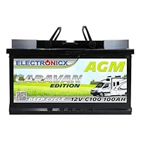 Electronicx AGM Caravan Versorgungsbatterie 12V 100Ah / 100 Ah Deep Cycle Batterie wartungsfrei versiegelt Pluspol rechts – Wohnmobil Wohnwagen Solar Batterie 278×175×190mm zyklenfest Freizeitakku
