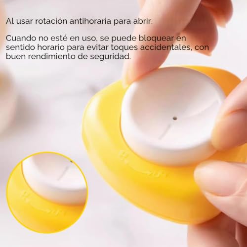 Miniatura 2 de Wolmik Perforador De Huevos, 2 Piezas, Semiautomático, Seguro Y Fácil De Usar, Abridor De Huevos Duros Y Crudos, Blanco Y Amarillo