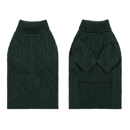 Image of Small /Medium Dog Sweater, Warm Dog Winter Coat w /Sleeves, Comfortable High Neck Premium Dog Clothes for Golden Retriever-Best for Holidays, Daily Walks XXL Green