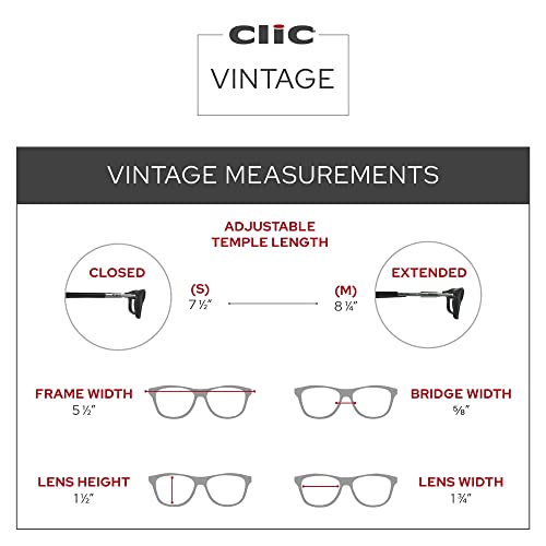 Clic Magnetic Reading Glasses, Computer Readers, Replaceable Lens, Adjustable Temples, Vintage, (Tortoise/Clear, 1.75 Magnification) #TOP4