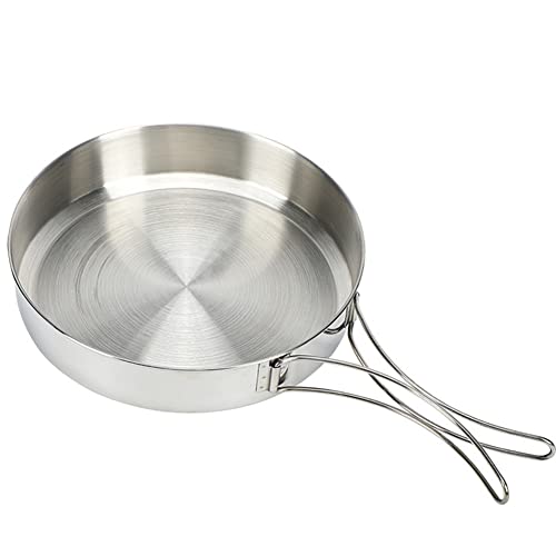 GudGmtoy Sartén para panqueques, con mango plegable de acero inoxidable 304, antiadherente, para acampar al aire libre, barbacoa, filete frito, sartén, tres tamaños (Φ17,6 cm) Cover