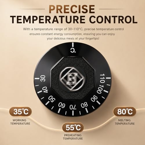 Fondue à chocolat électrique 3 L avec contrôle de la température, design anti-déversement pour fêtes, qualité commerciale, facile à nettoyer, base robuste