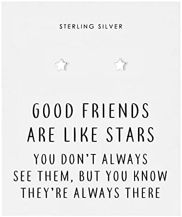 Sterling Silver Friendship Quote Star Earrings