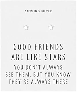 Sterling Silver Friendship Quote Star Earrings