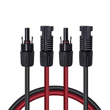 Renogy 20FT 12AWG Solar Panel Extension Cable with Female and Male Connectors, 20Ft. 12AWG, 1 Pair 20 12 Gauge Red and Black